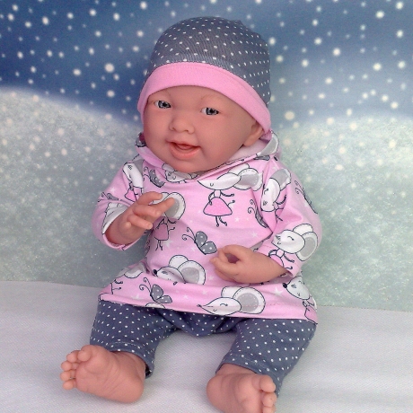 Kleidung Tunika Hose und Mütze Mäuse passend für Puppen 36 cm Neu