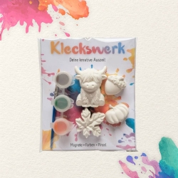 Kleckswerk Gipsmagnete zum Bemalen | Set mit Farben & Pinsel
