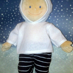 Kleidung Hoodie Hose blau geringelt passend für Puppen 43 cm Neu