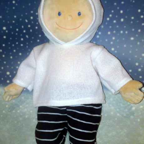 Kleidung Hoodie Hose blau geringelt passend für Puppen 43 cm Neu