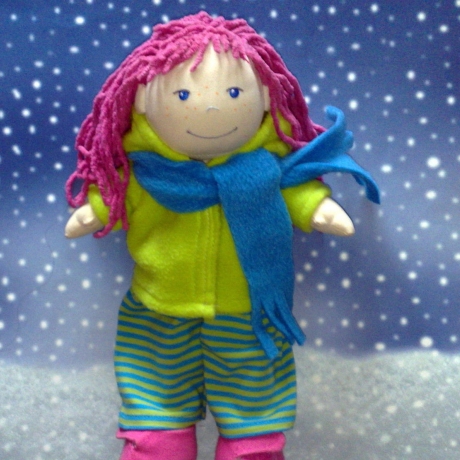 Jacke Hose geringelt und Schal passend für 30 cm Puppen Neu