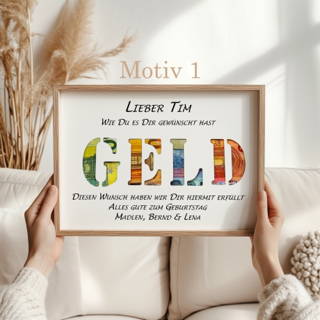Einzigartiges personalisiertes Geldgeschenk zum Geburtstag 