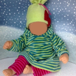 Kleid mit Zipfelkapuze Hose + Mütze passend für Puppen 46 cm Neu