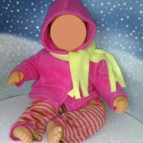 Jacke Hose und Schal Pink Lime passend für Baby Puppen 46 cm Neu