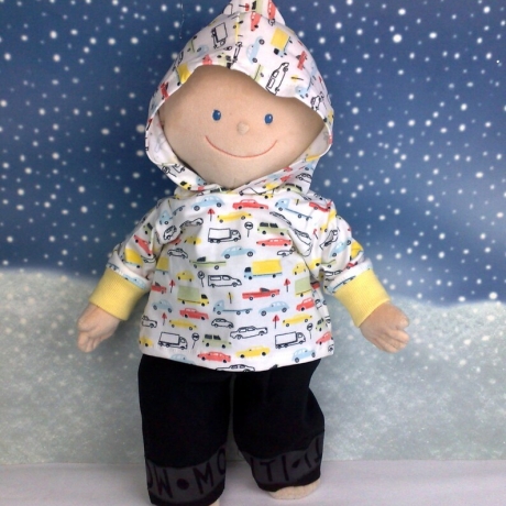 Hoodie mit Fahrzeuge + Hose Kleidung passend für Puppen 43 cm Neu