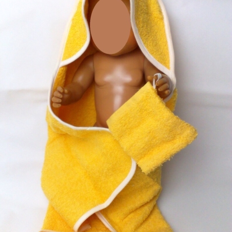 Badetuch und Waschlappe gelb passend für Babypuppen 40-45 cm Neu