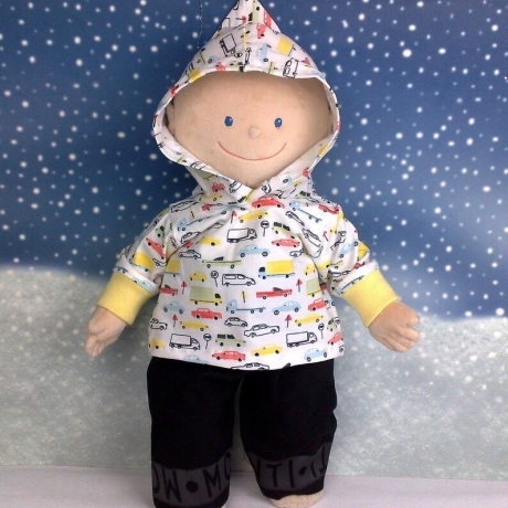 Hoodie mit Fahrzeuge + Hose Kleidung passend für Puppen 43 cm Neu