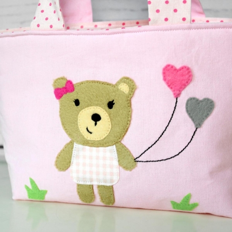 Kindertasche Bär mit Ballons | Wendetasche | Personalisiert