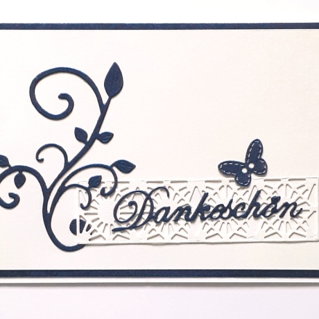 Dankeschön-Karte Danke Danksagung Glückwunsch Blau-Weiß-Metallic