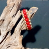 Kinder-Armband Rot & golden Handarbeit Kinder-Schmuck elastisch