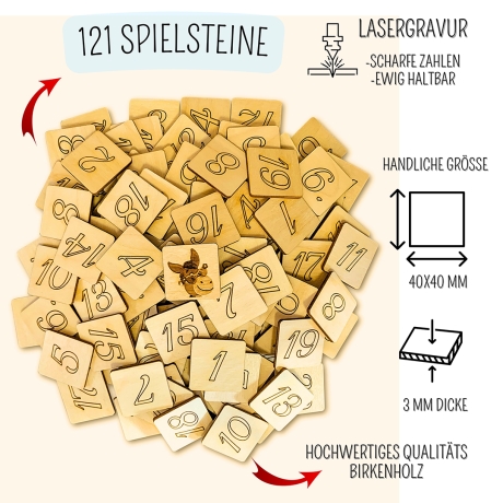 Das Eselspiel  121 Holzsteine Gesellschaftsspiel Lernspiel Birke