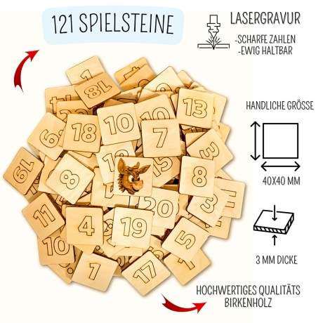 Das Eselspiel  121 Holzsteine Gesellschaftsspiel Lernspiel Birke