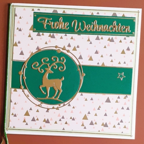 Weihnachtskarte frohe Weihnachten Festtag-Karte Grün & Gold 15 cm