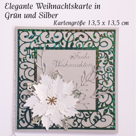 Weihnachtskarte frohe Weihnachten Festtag-Karte Silber & Grün