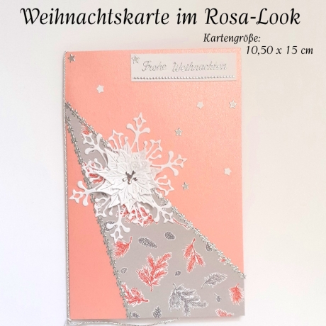 Weihnachtskarte frohe Weihnachten Festtag-Karte Rosa & silbern
