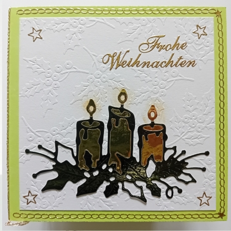 Weihnachtskarte frohe Weihnachten Festtag-Karte Grün-Gold Kerzen