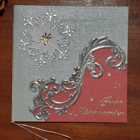 Weihnachtskarte frohe Weihnachten Festtags-Karte Rot & Silber
