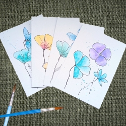 Karte zum Geburtstag/handgemalt Aquarell/Geburtstagskarten/Pilze