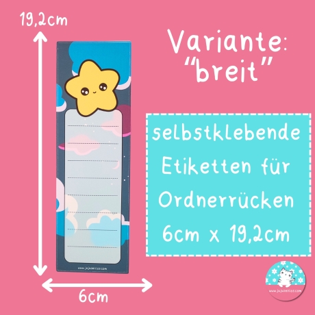 Ordnerrücken kawaii Stern Etiketten Ordneretiketten Ordnersticker