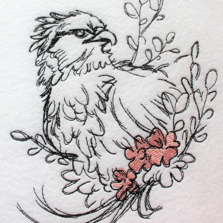 Adler Stickdatei – Elegantes Doodle mit floraler Note