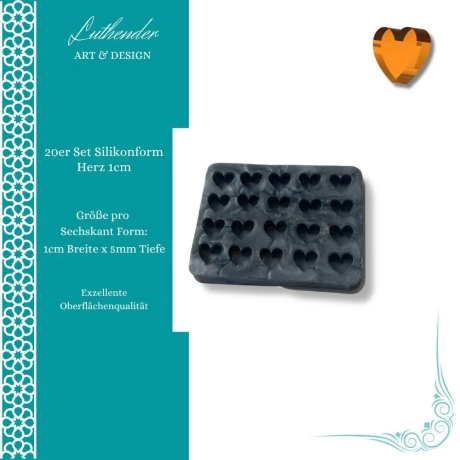 Silikonform Set's Herzen verschiedene Größen und 5mm Tiefe