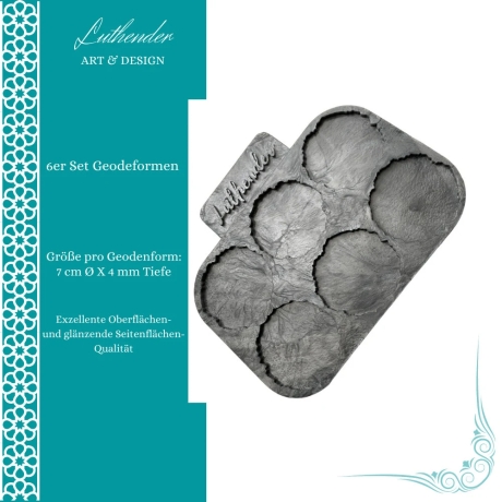 Silikonform 6er Block Geodenform 7cm ⌀ und 4mm Tiefe für Resin