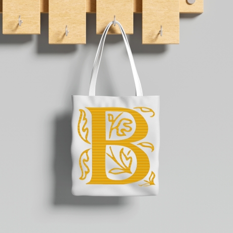 Stickdatei Floraler Buchstabe B Goldgelb Initale, Monogramm