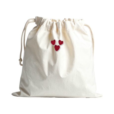 3 Rote Mini Herzen 100 % Baumwolle