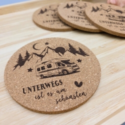 gravierter Korkuntersetzer - CAMPER Wohnmobil - Tassenuntersetzer