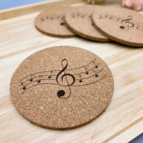 gravierter Korkuntersetzer Noten