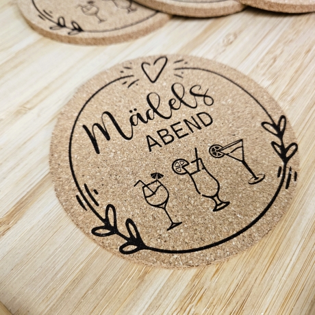 gravierter Korkuntersetzer MädelsABEND