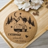 gravierter Topfuntersetzer Camping Wohnwagen aus Kork