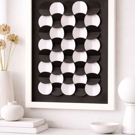 3D-Wandbild 30x40 cm | Papierkunst | Schwarz-Weiß | Handmade