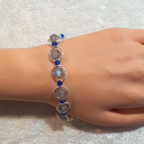 Mystisches Armband Schmuck Rauchgrau mit Blau Universum