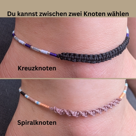 Fußkettchen in Wunschfarben mit Makrameedetail