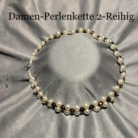 Kette Halskette Perlenkette 2-Reihige Damenkette Schmuck Lila