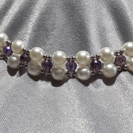 Kette Halskette Perlenkette 2-Reihige Damenkette Schmuck Lila