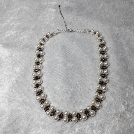 Kette Halskette Perlenkette 2-Reihige Damenkette Schmuck Lila