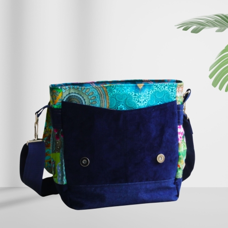 kleine  Umhängetasche Damen /blaue Handtasche/Elefant/Cord Tasche