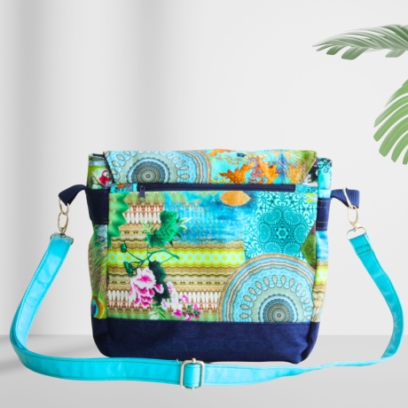 kleine  Umhängetasche Damen /blaue Handtasche /Cord Tasche/