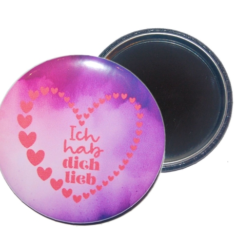 Liebesspruch Taschenspiegel 59 mm Metall Liebe 