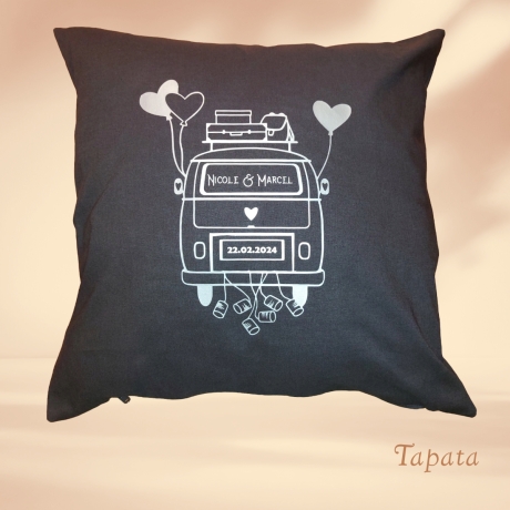 Hochzeitskissen - Camper personalisierbar (1- oder 2-teilig)