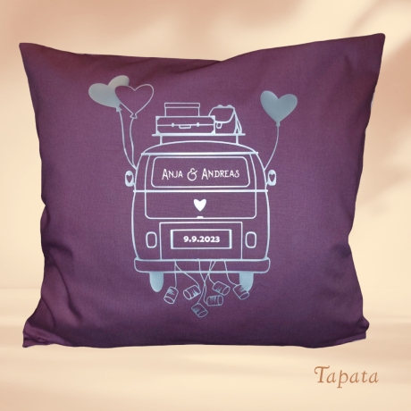 Hochzeitskissen - Camper personalisierbar (1- oder 2-teilig)
