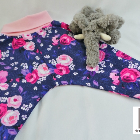 Hose 74/80 Rosen Blumen blau pink  Mitwachshose Kinderhose