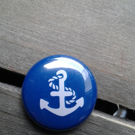 Button Pin Anstecker Anker blau maritim Anchor