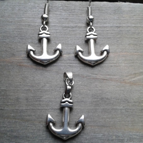 Anker Anchor Ohrringe und Anhänger im Set maritim Segeln