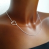 ♥♥ Gehämmertes Herz Kette seitlich 925 Silber ♥♥