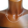 ♥♥ Gehämmertes Herz Kette seitlich 925 Silber ♥♥