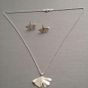 SET Ginko Blatt Anhänger & Ohrstecker Kette 925 Silber