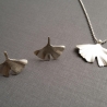 SET Ginko Blatt Anhänger & Ohrstecker Kette 925 Silber